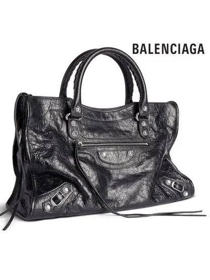 Luxury Balenciaga Trending 2025 Le City Medium Leather Tote Bag Black