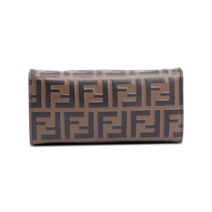 Fendi Brown FF Zucca Embossed Leather Continental Wallet on Chain