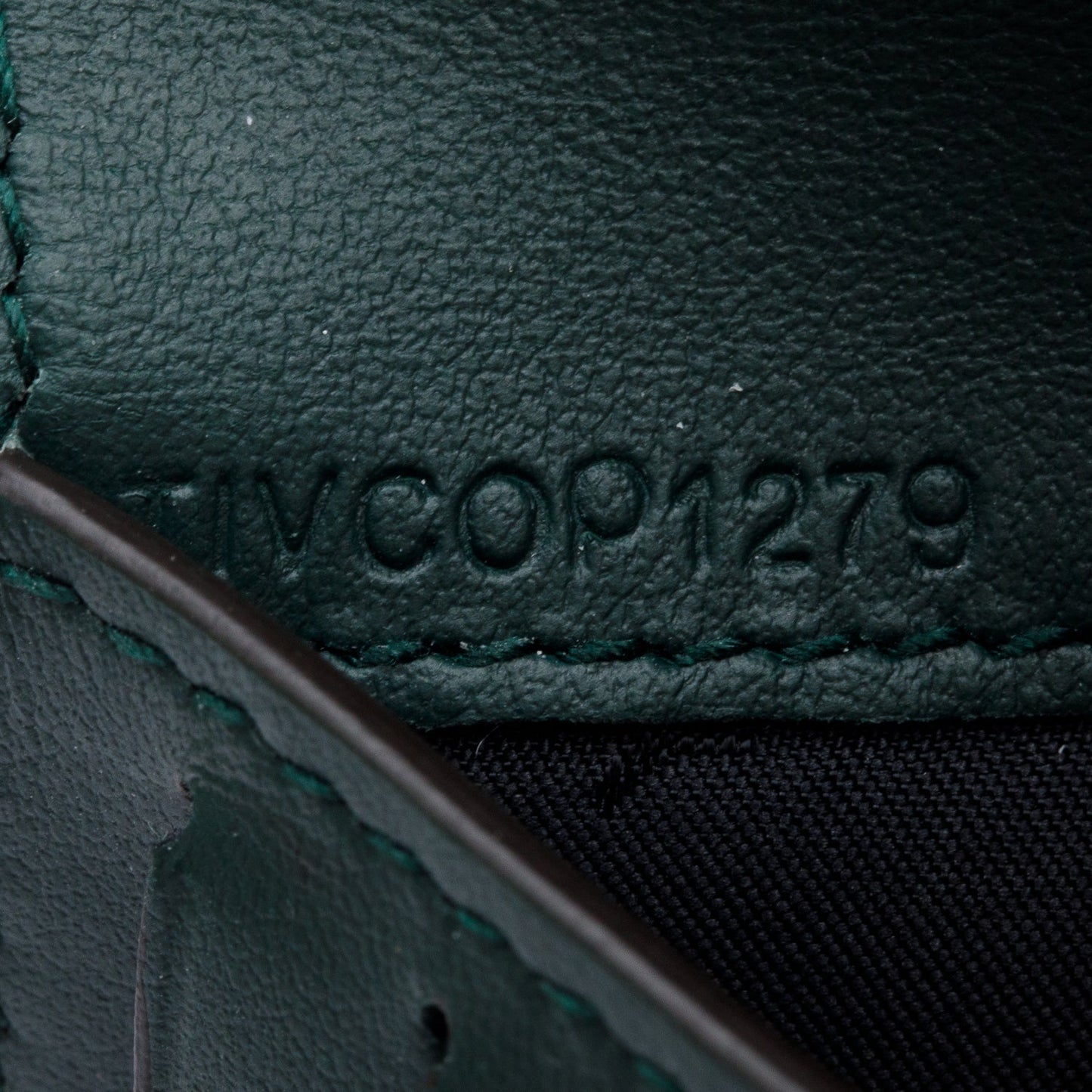 Burberry Green Croc-Embossed Leather TB Compact Wallet
