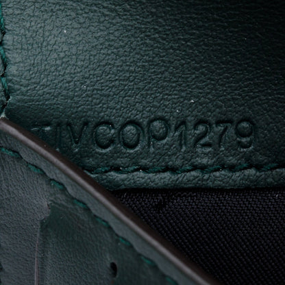 Burberry Green Croc-Embossed Leather TB Compact Wallet