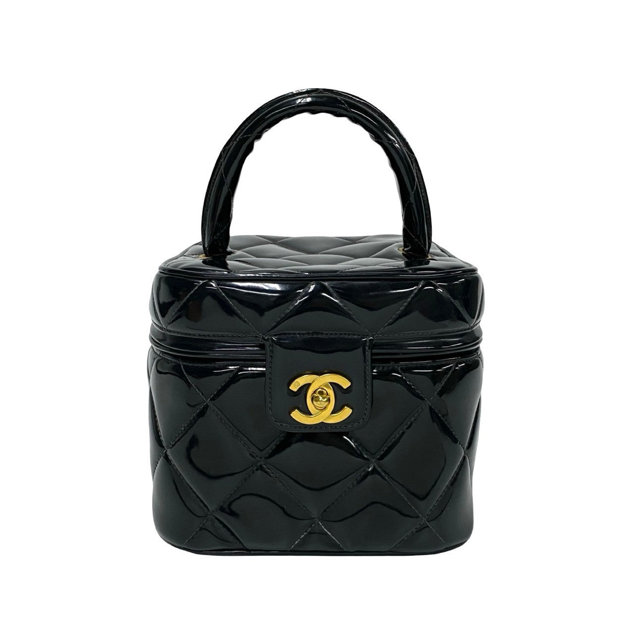 CHANEL Handbag Patent leather black Matrasse Heart Mirror Vanity
