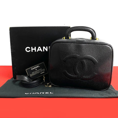 CHANEL Shoulder Bag Matt caviar skin black