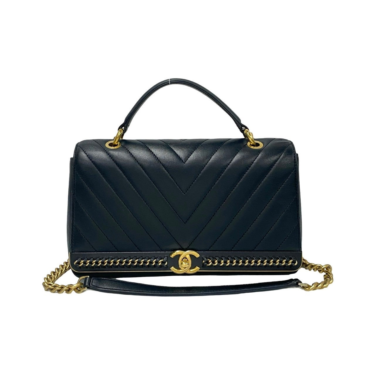 CHANEL Shoulder Bag lambskin Navy