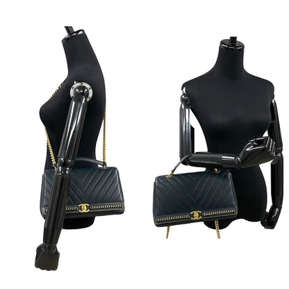 CHANEL Shoulder Bag lambskin Navy