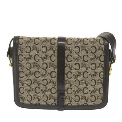Luxury CELINE C Macadam Canvas Shoulder Bag Beige  58911