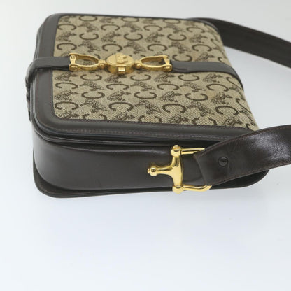 Luxury CELINE C Macadam Canvas Shoulder Bag Beige  58911