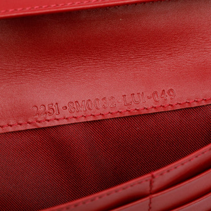Fendi Red Leather Trim FF Zucca Canvas Continental Wallet
