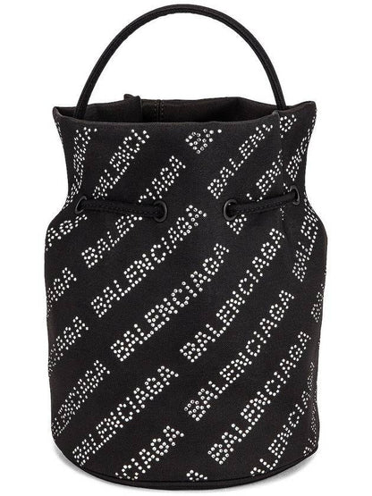 Luxury Balenciaga Trending 2025 Crystal Logo Allover Mini Cross Bag Black