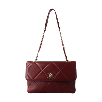 Chanel Trendy CC Flap Crossbody Bag Medium Lambskin Leather Burgundy, 2019