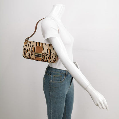 Fendi Baguette Pony hair in leopard print Brown