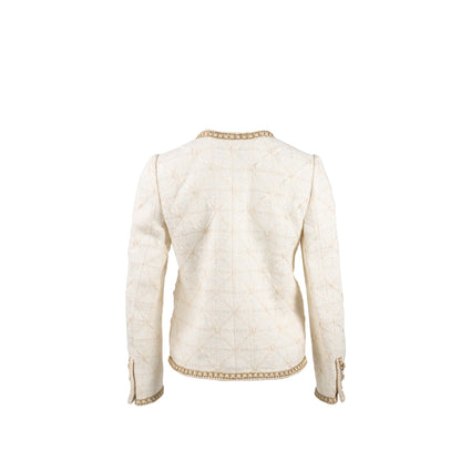 Chanel Size 34 Tweed Jacket White/Gold