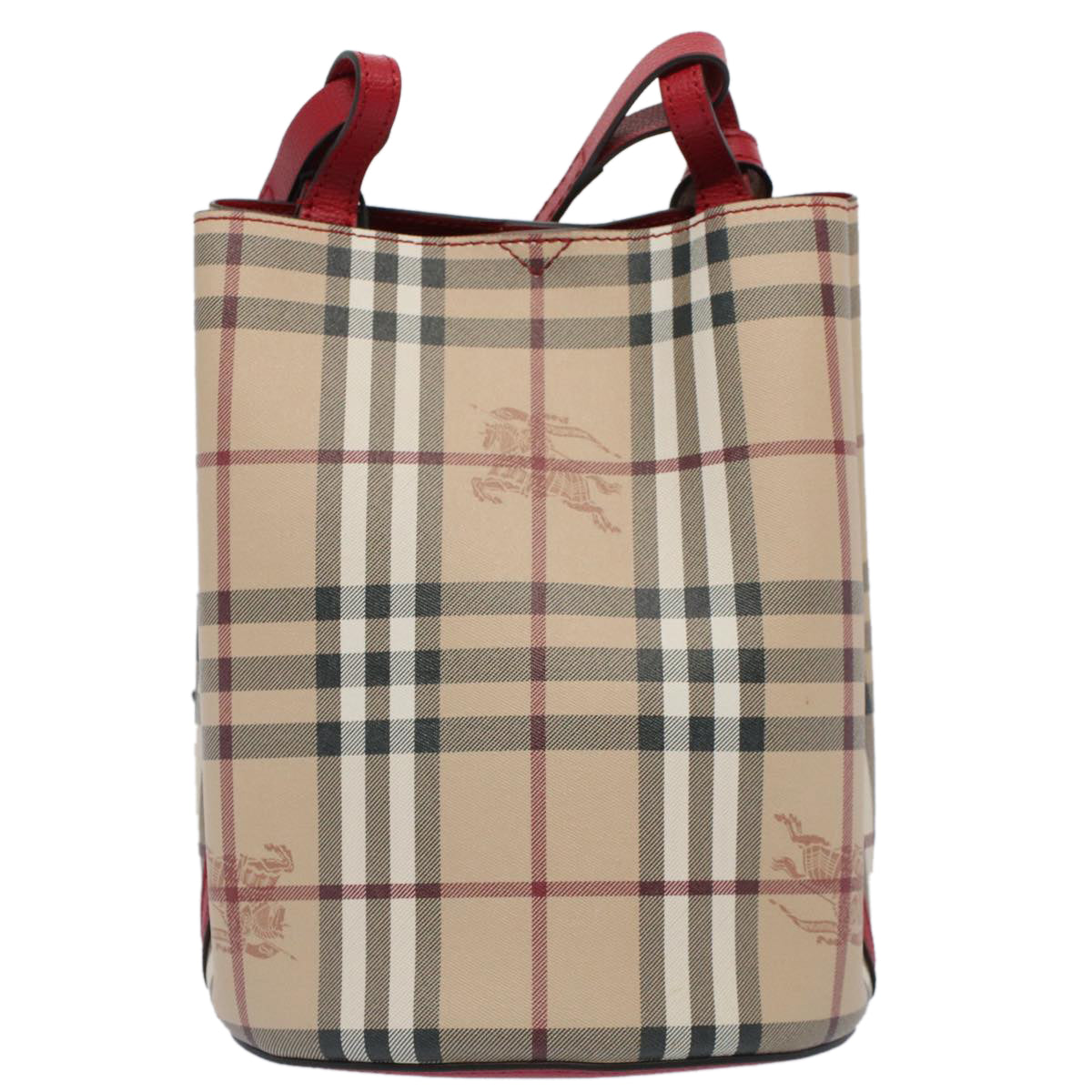 Luxury Burberry Nova Check Shoulder Bag Nylon Canvas Beige Auth 59021A