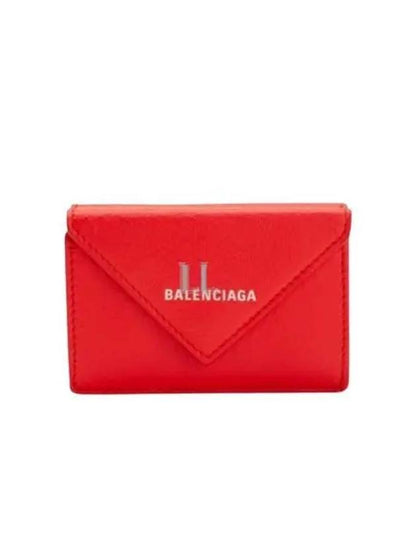 Luxury Balenciaga Trending 2025 Papier Mini Half Wallet Red