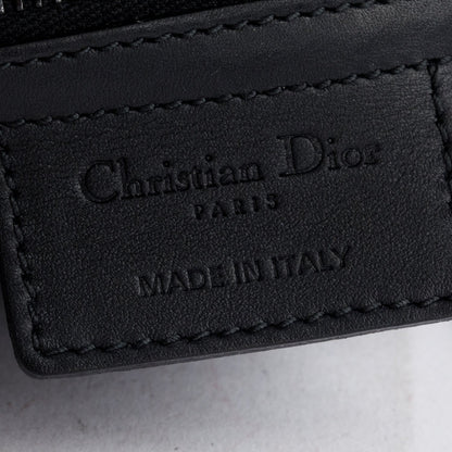 Christian 2022 Dior Black Oblique Embossed Calfskin Leather Saddle Bag