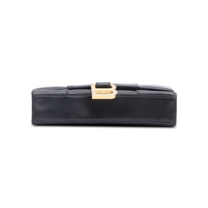 Balenciaga Black Smooth Leather Hourglass Wallet on Chain