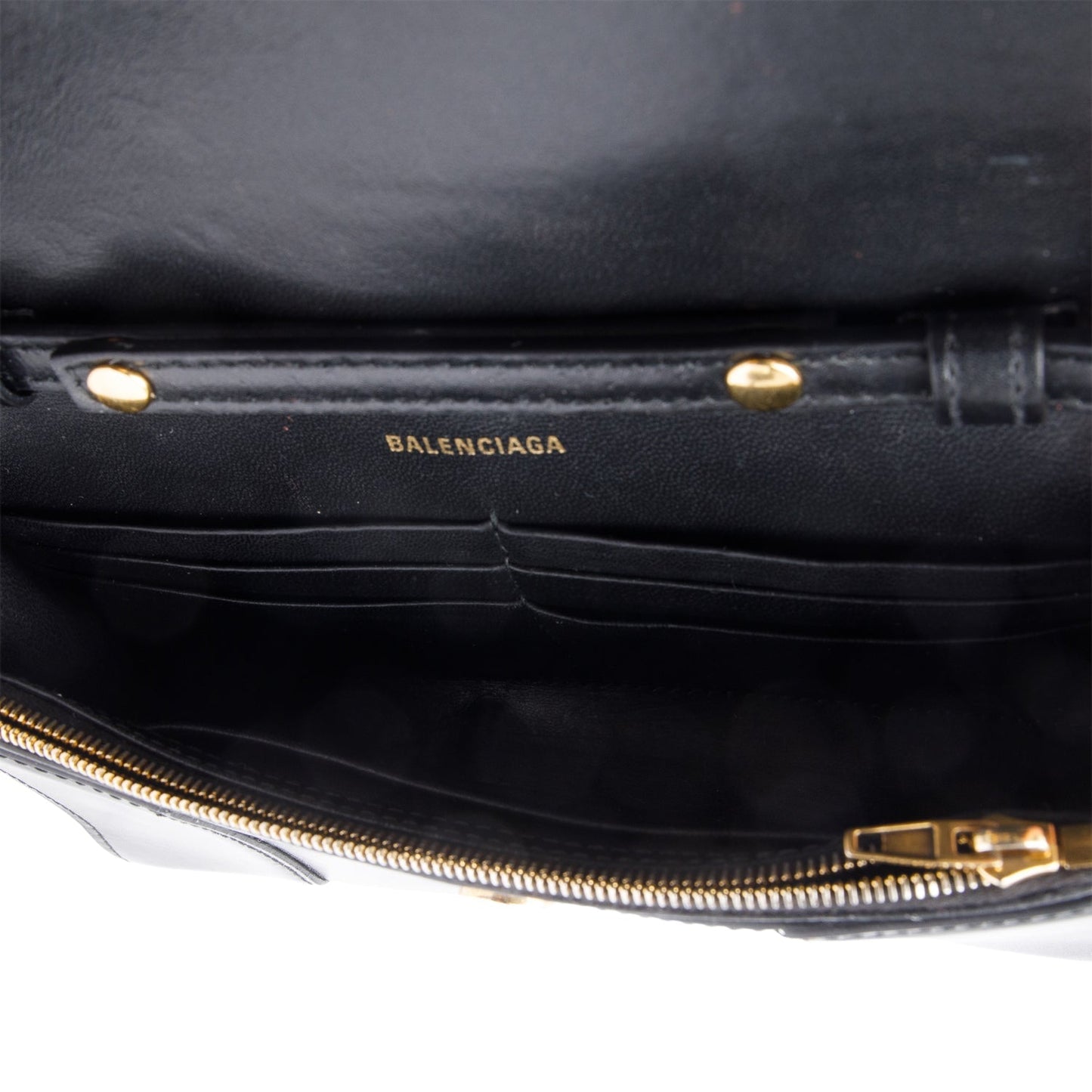 Balenciaga Black Smooth Leather Hourglass Wallet on Chain