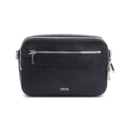 Christian Dior 2021 Black Oblique Galaxy Leather Safari Messenger Bag