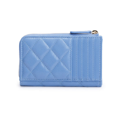 Chanel 2024 Blue Quilted Caviar Leather Classic Zipped Card Holder