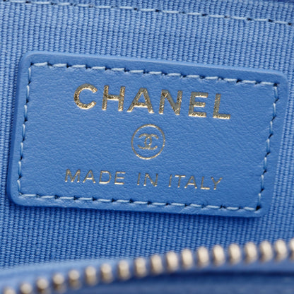 Chanel 2024 Blue Quilted Caviar Leather Classic Zipped Card Holder