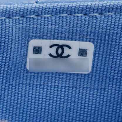 Chanel 2024 Blue Quilted Caviar Leather Classic Zipped Card Holder