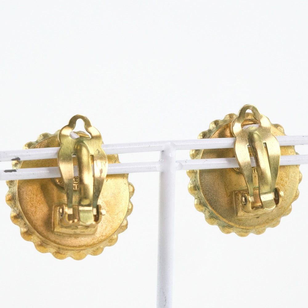 CHANEL Earring Plated Gold black vintage COCO Mark Women