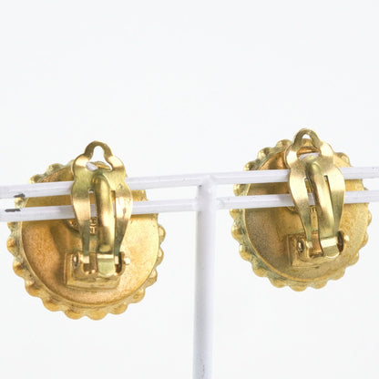 CHANEL Earring Plated Gold black vintage COCO Mark Women