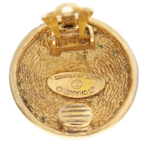 CHANEL Earring Plated Gold gold vintage Matrasse COCO Mark Women