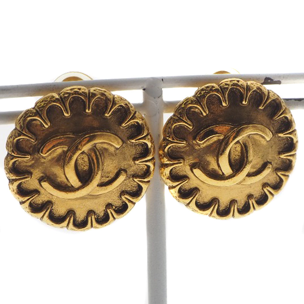 CHANEL Earring Plated Gold gold vintage COCO Mark Women