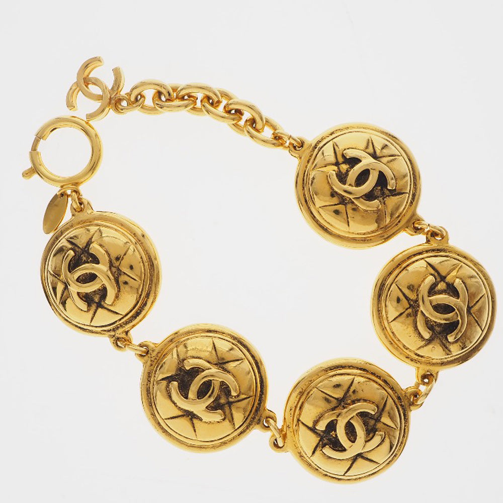CHANEL bracelet Plated Gold gold vintage Matrasse COCO Mark Women