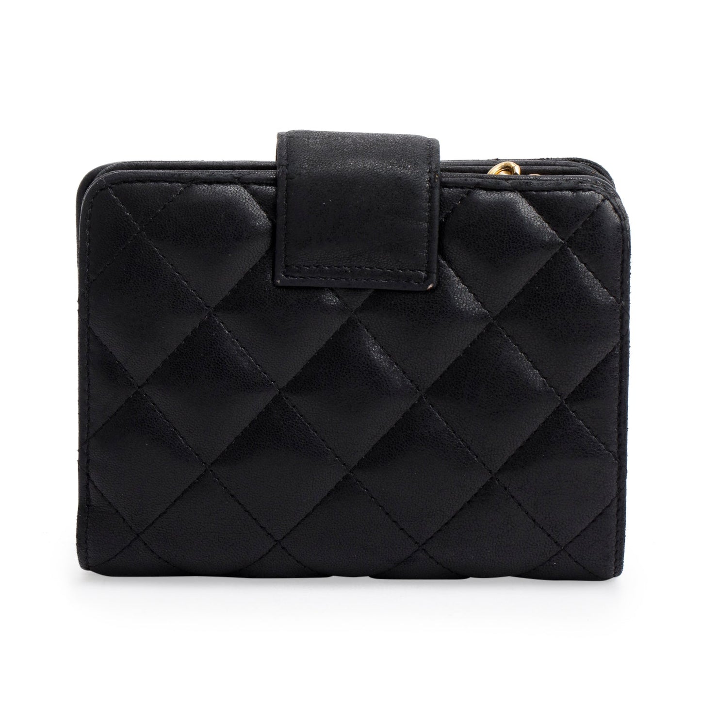Chanel Black Lambskin Leather 2.55 French Compact Wallet
