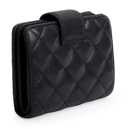 Chanel Black Lambskin Leather 2.55 French Compact Wallet