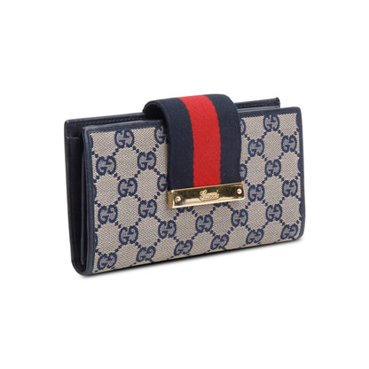 Balenciaga Grey GG Canvas Web Continental Wallet