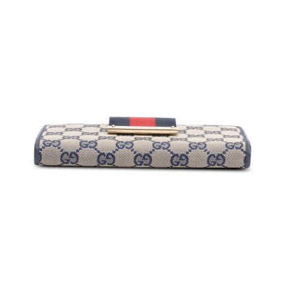 Balenciaga Grey GG Canvas Web Continental Wallet
