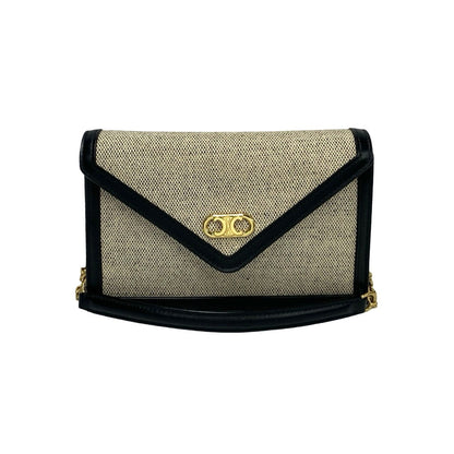 CELINE Shoulder Bag Canvas, Leather black Triomphe Chain Shoulder Women