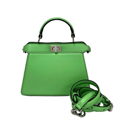 FENDI Shoulder Bag leather green Peekaboo I See You Petit
