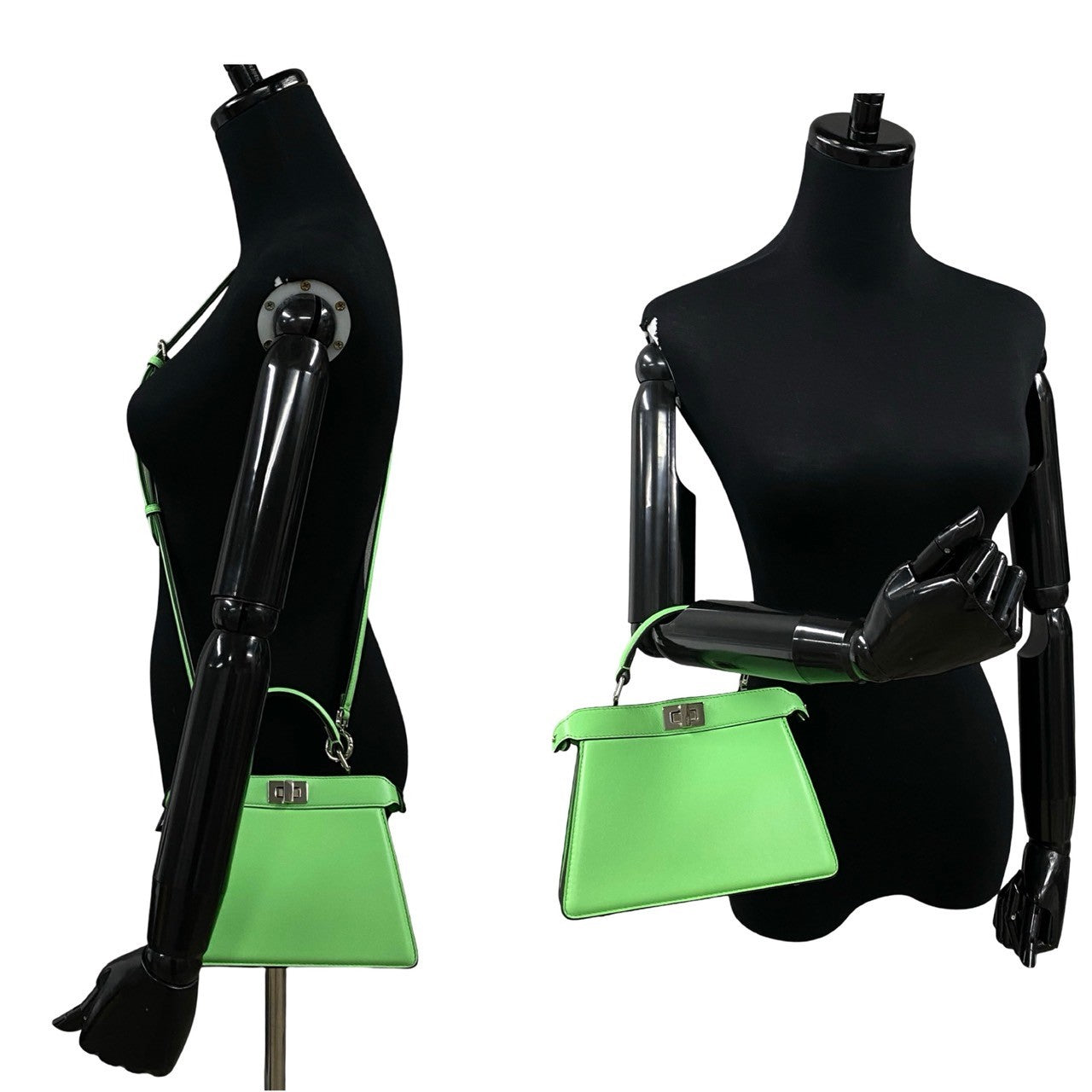 FENDI Shoulder Bag leather green Peekaboo I See You Petit