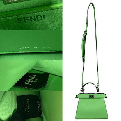 FENDI Shoulder Bag leather green Peekaboo I See You Petit