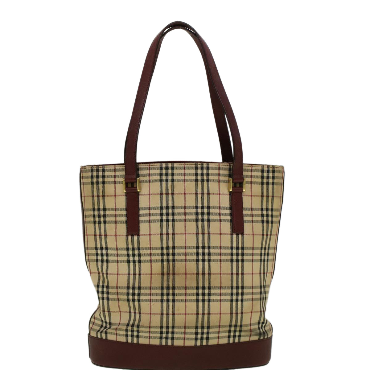 Luxury Burberry Nova Check Tote Bag Canvas Beige Auth 59255