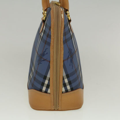 Luxury BurberrySs Nova Check Hand Bag PVC Leather Beige Blue Auth 59259