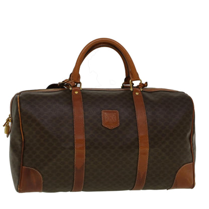 Luxury CELINE Macadam Canvas Boston Bag PVC Leather Brown  59265
