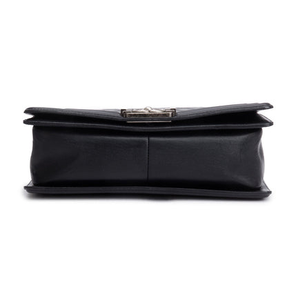 Chanel Black Quilted Lambskin Leather Medium Boy Bag