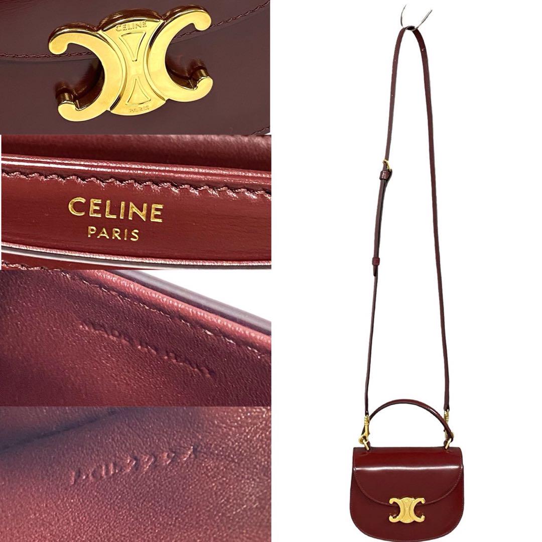 CELINE Shoulder Bag Calfskin Bordeaux mini buzas claire
