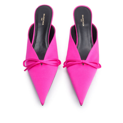 Balenciaga Pink Satin Knife Bow Slingback Pumps, Size 6