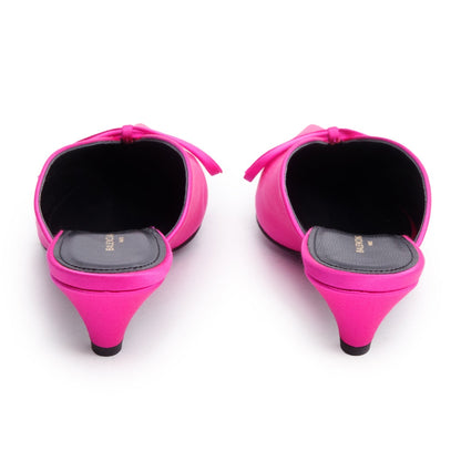 Balenciaga Pink Satin Knife Bow Slingback Pumps, Size 6
