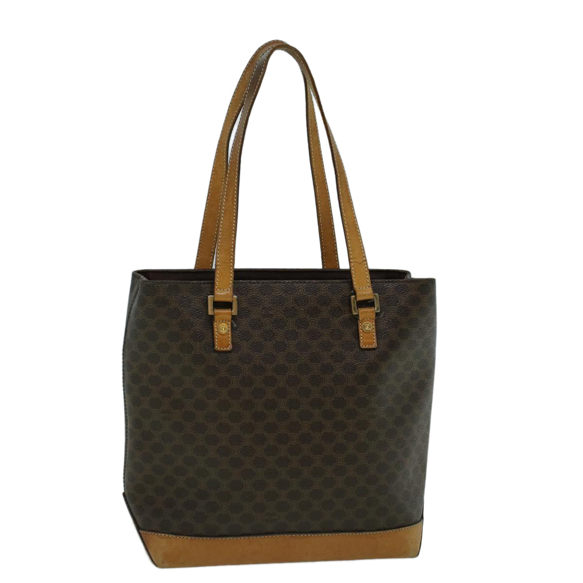 Luxury CELINE Macadam Canvas Hand Bag PVC Leather Brown  59527