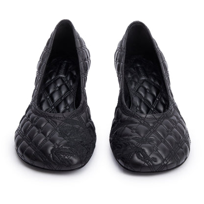 Burberry Black Quilted Nappa Leather Baby Pumps, Size 37.5