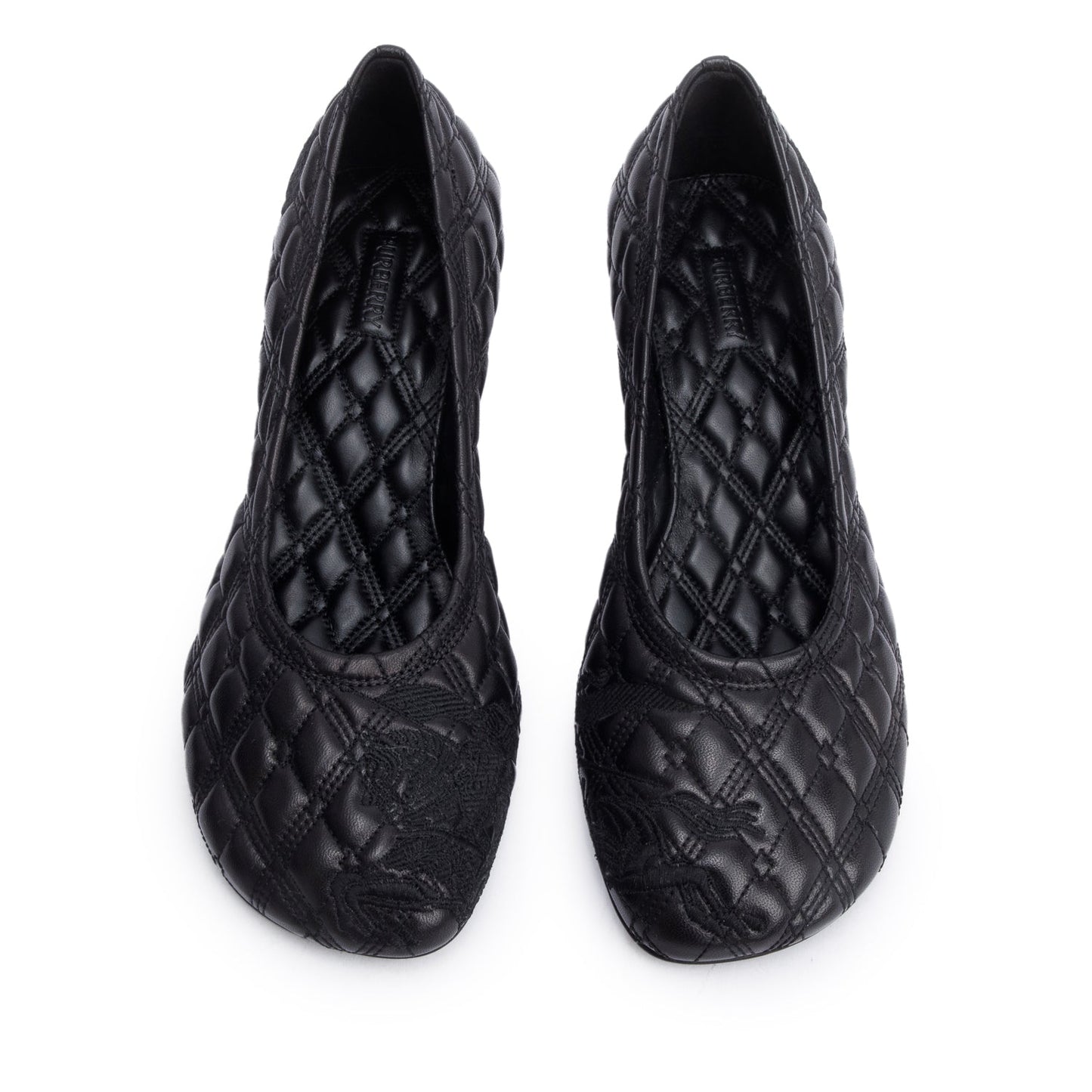 Burberry Black Quilted Nappa Leather Baby Pumps, Size 37.5