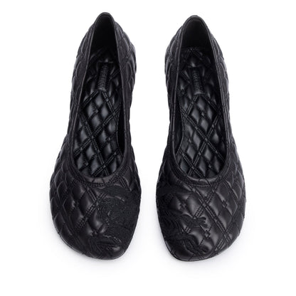 Burberry Black Quilted Nappa Leather Baby Pumps, Size 37.5