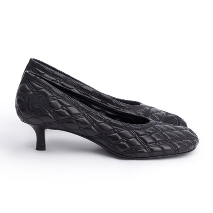Burberry Black Quilted Nappa Leather Baby Pumps, Size 37.5