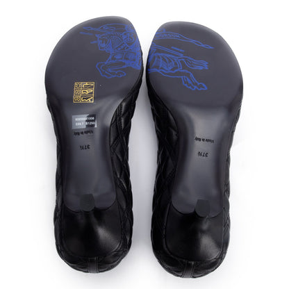 Burberry Black Quilted Nappa Leather Baby Pumps, Size 37.5